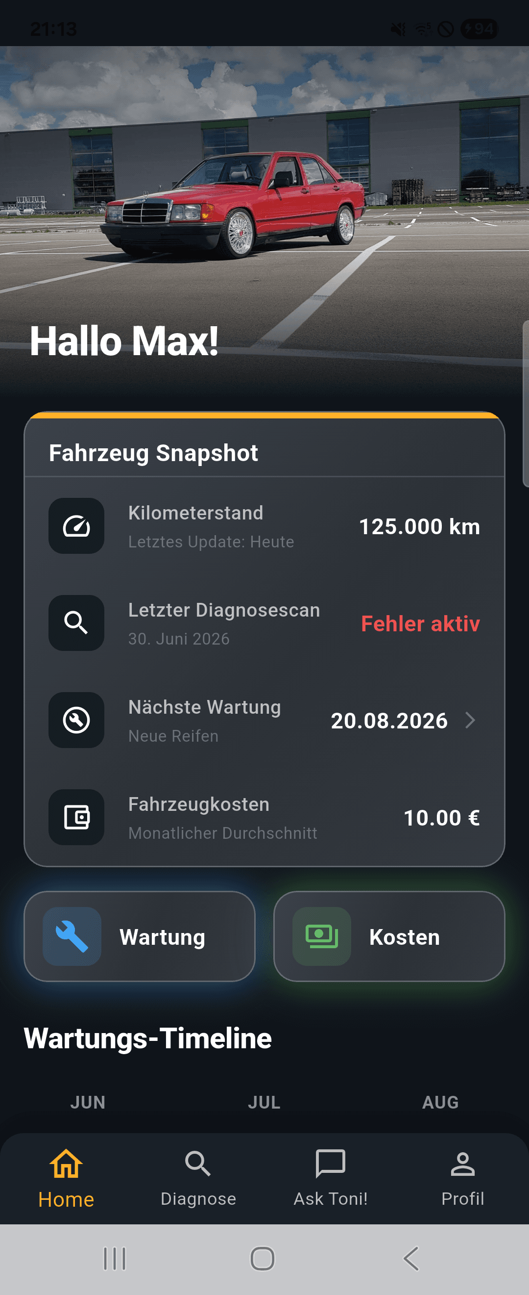 WeFixIt – Vehicle dashboard
